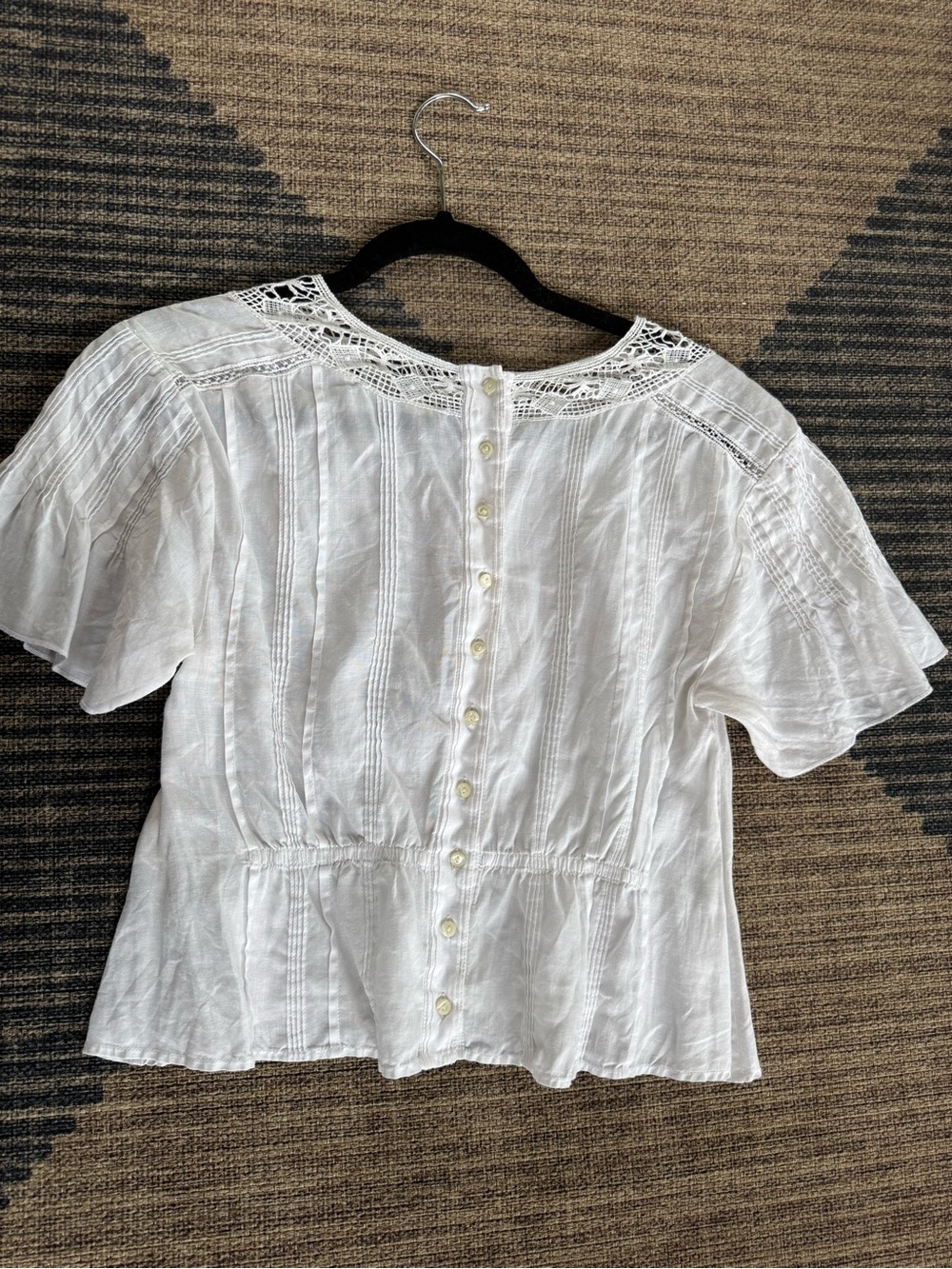 Doen White Lace-Trim Cotton Blouse - Picture 5 of 5